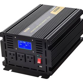 VEVOR Power Inverter, 2500W Modified Sine Wave Inverter, DC 12V to AC 120V Car Converter, with LCD Display, Remote Controller, LED Indicator VEVOR Power Inverter, 2500W Modified Sine Wave Inverter, DC 12V to AC 120V Car Converter, with LCD Display, Remote Controller, LED Indicator